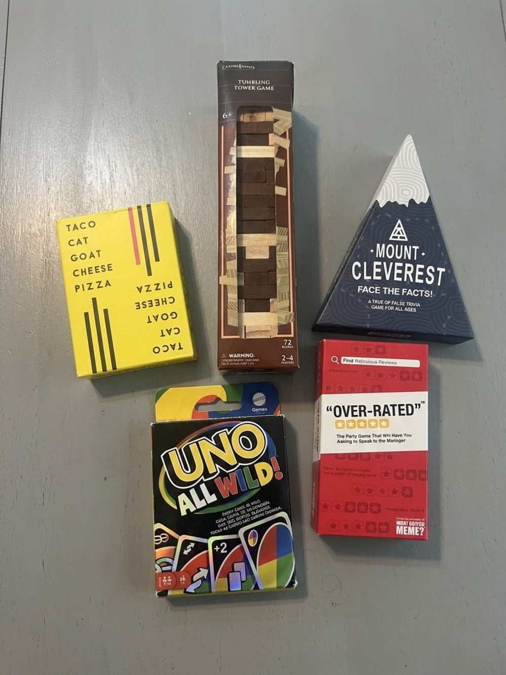 Ultimate Game Night Bundle! Uno Wild, taco Taco Cat, Over-Rated and more